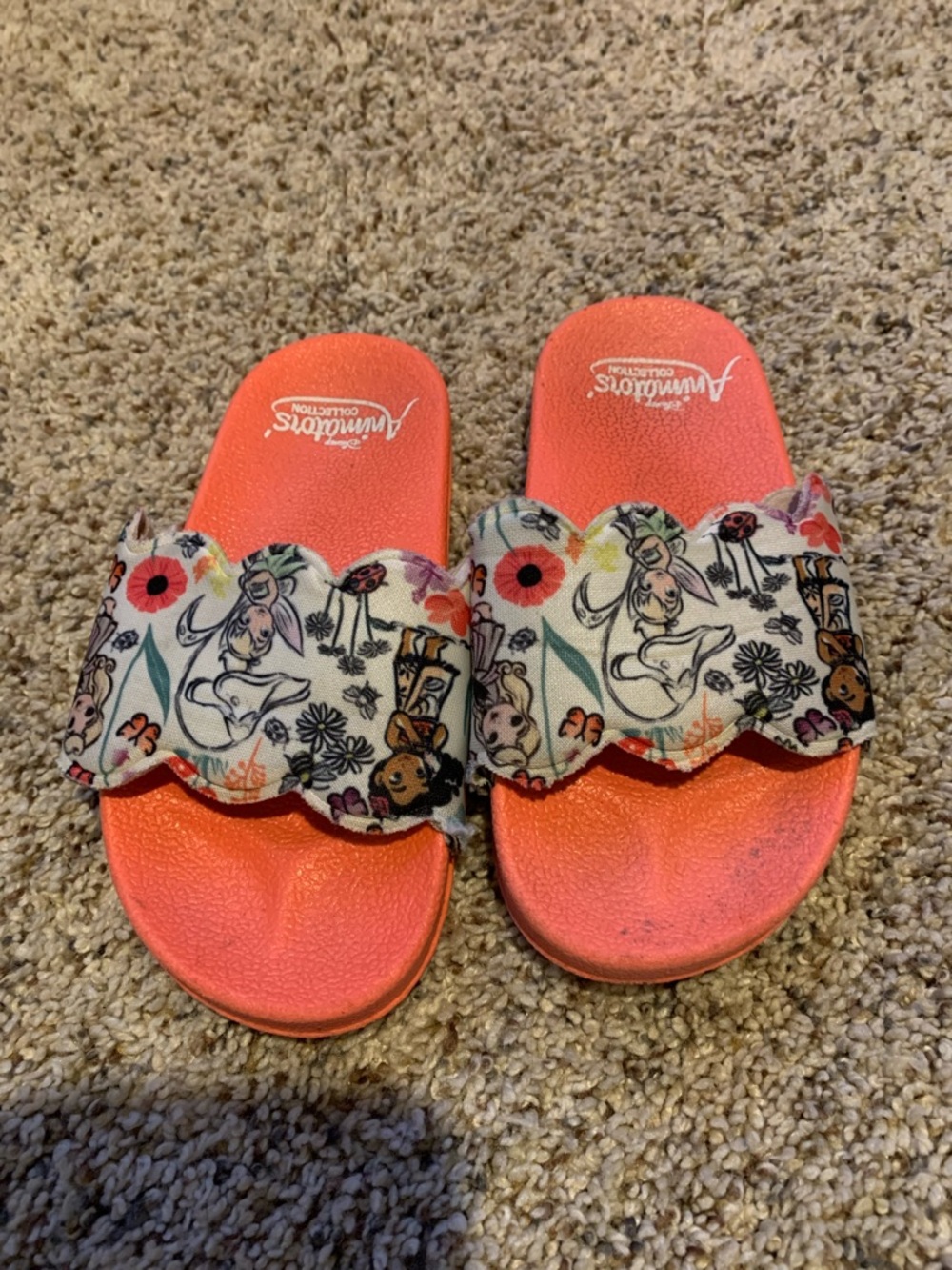 Disney Animators Princess Kids Coral Floral Scallop Slide Sandals